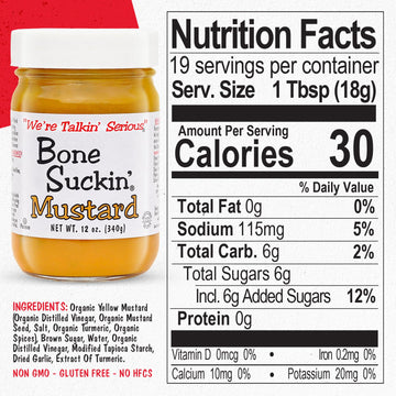 Bone Suckin Variety Mustard, 12 oz in Glass Bottle - Gourmet Jalapeno Mustard, Sweet Spicy, Creamy & Tangy, Gluten-Free, Non-GM