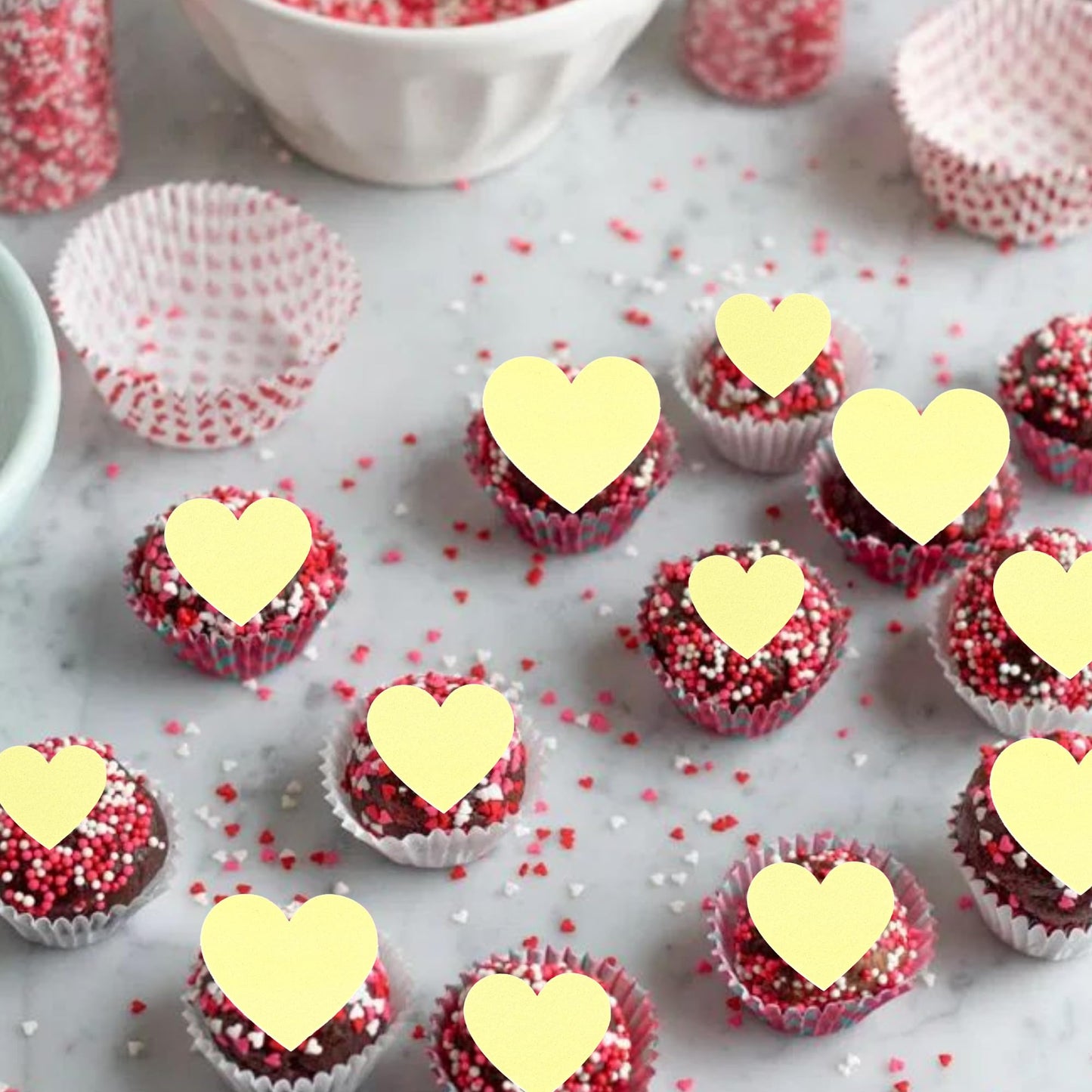 60 Pcs Edible Heart Cupcake Toppers Sweet Love Valentine'S Day Cake Decorations Edible Heart Cake Toppers For Valentine'S Day We