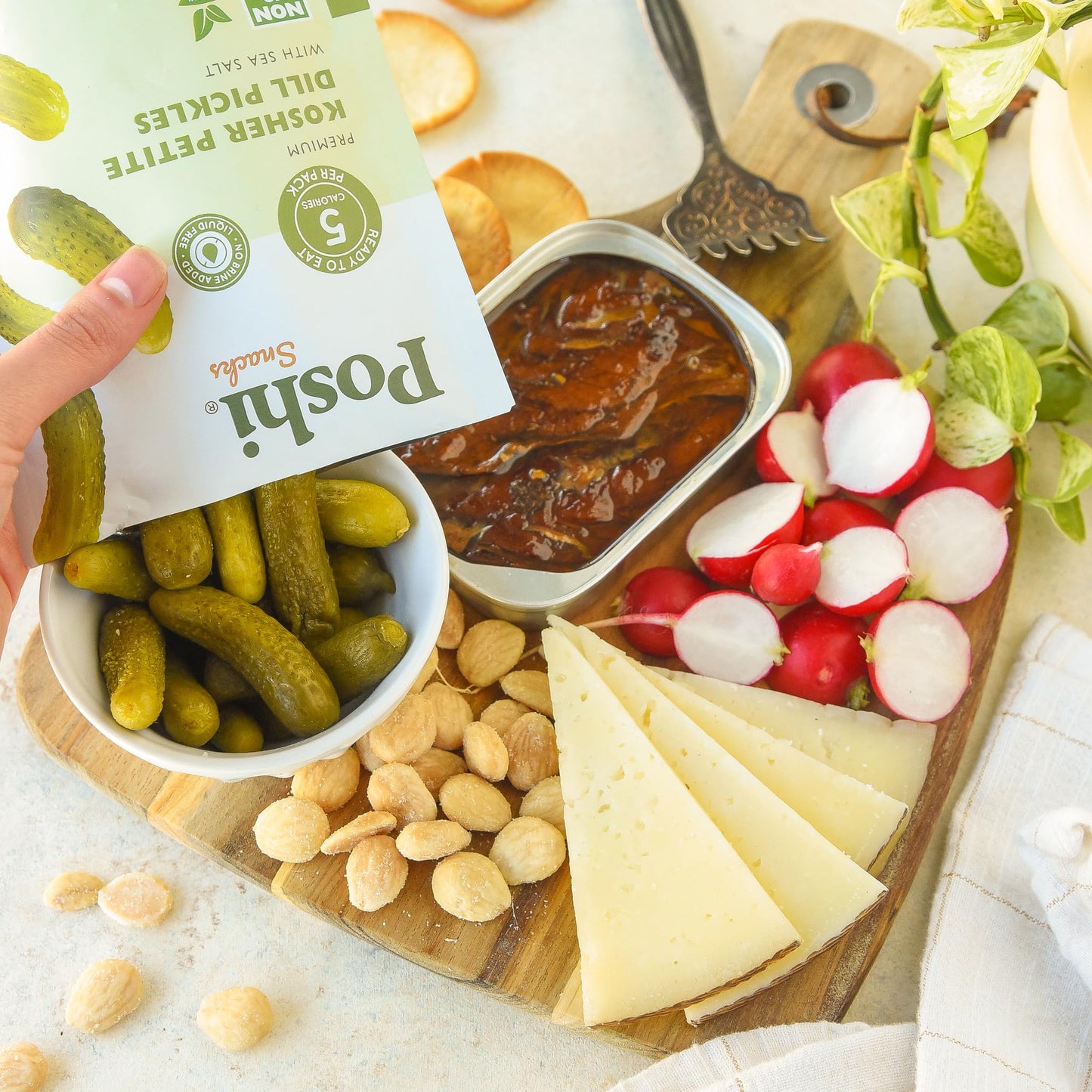 Poshi Petite Kosher Dill Pickles With Sea Salt - Ready-To-Eat Premium Mini Whole Pickles For Snacking, 5 Calories Per Pack, 10 P
