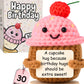 Happy Birthday Cupcake Crochet With 30 Birthday Cards | Funny Gift Idea For Women For 16Th, 21St, 17 Year Old, 30Th Birthdays | Cute Bday Party Decor For Her, Friends, Teens, Coworkers, Sister, Bestie