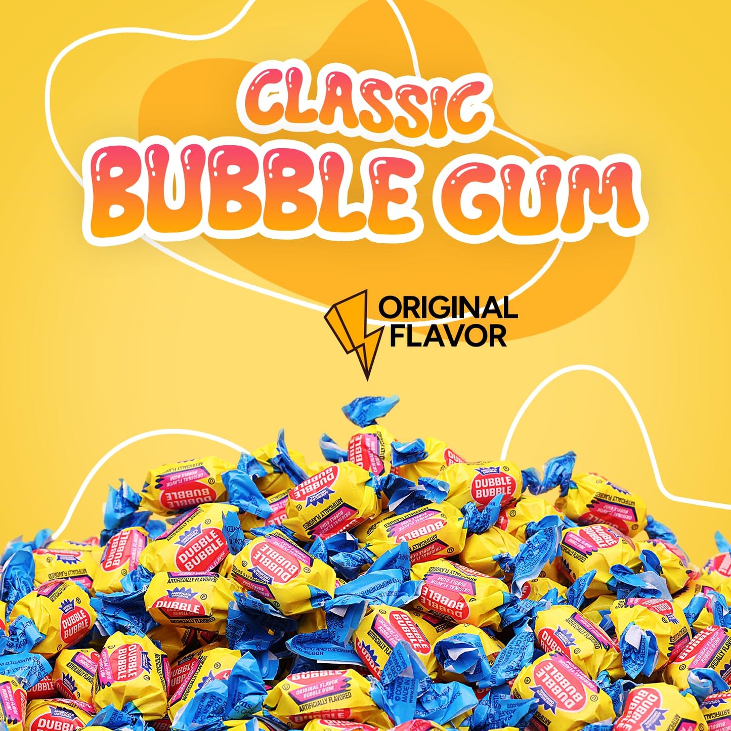 Global Gumball Bubble Gum, Original Flavor, Chewing Gum - 50 Pcs Twist Wrapped Gum - 12 Oz Individually Wrapped Bubblegum - Chew