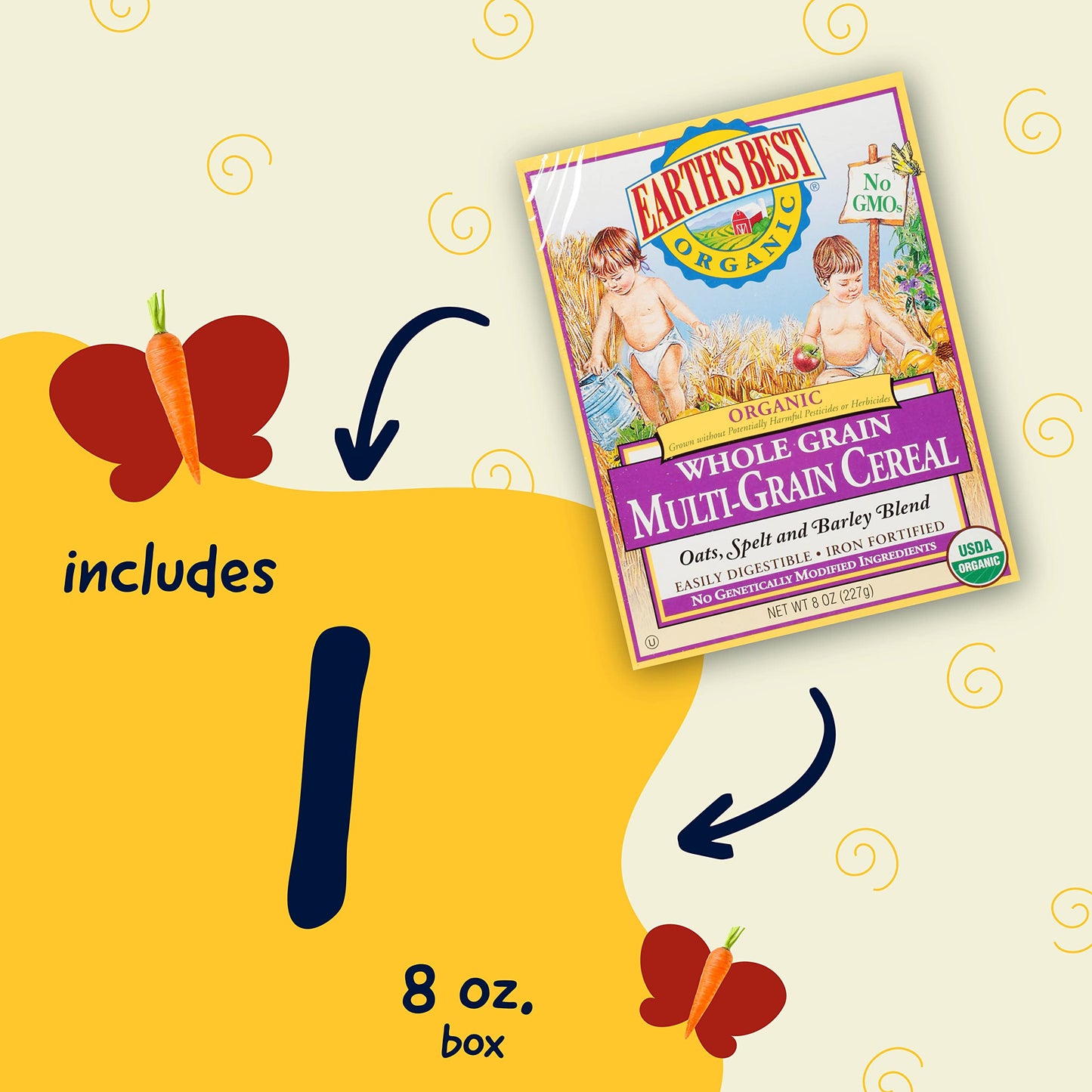 Earths Best Organic Baby Food, Organic Whole Grain Multi-Grain Baby Cereal, Non-GMO, Easily Digestible and Iron Fortified Baby