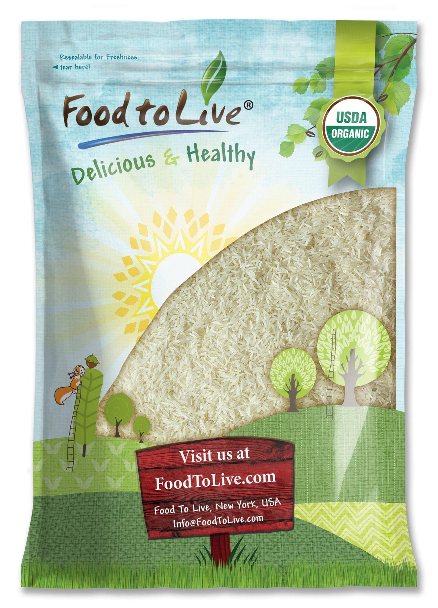 Food to Live Organic White Basmati Rice, 10 Pounds - Non-GMO, Long-Grain Rice Variety, Fragrant, Kosher, Vegan, Bulk. Non-Irradi