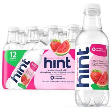 Hint Fruit-Infused Bottled Water, Strawberry Watermelon - Sugar Free Flavored Water with Zero Calories, Naturally Flavored, and 