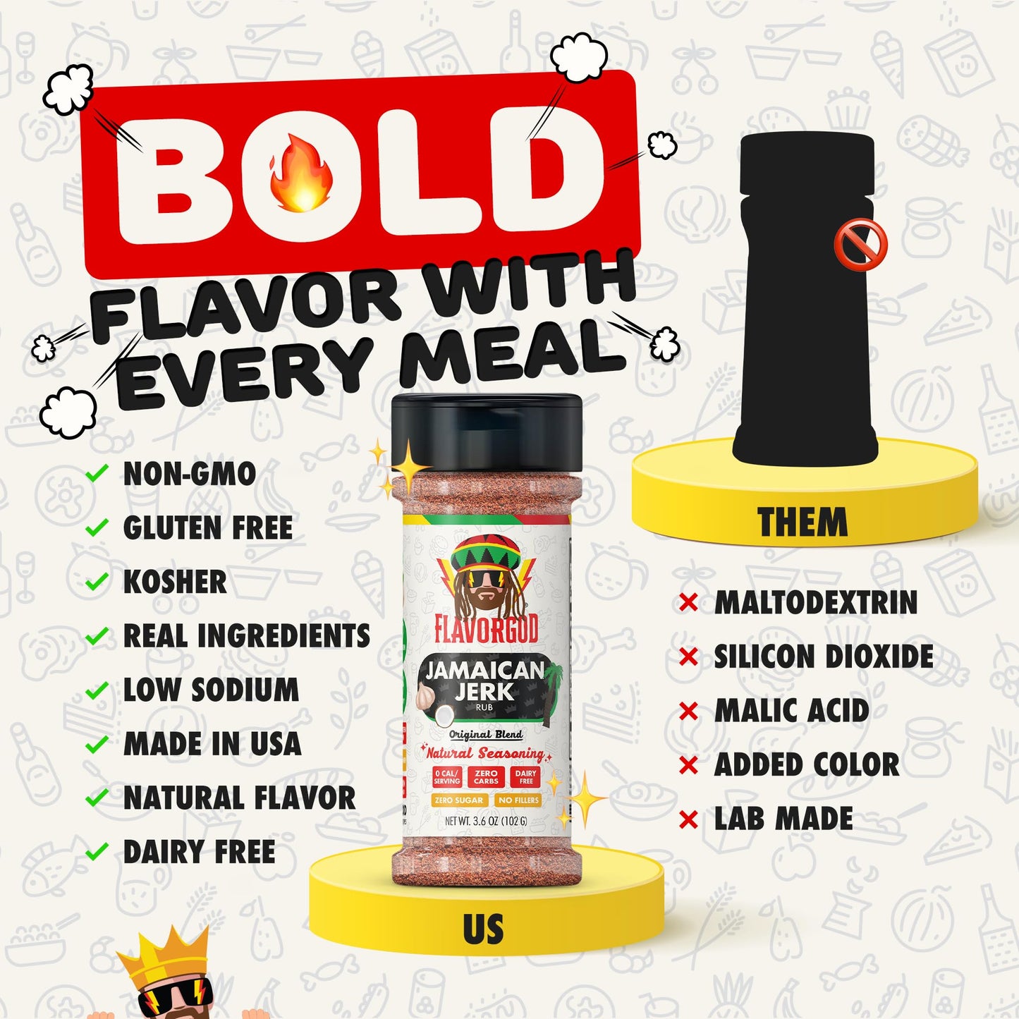 Flavor God Jamaican Jerk Rub Mix - Natural Spice Blend, Large (Pack of 2), Gluten & Dairy Free, Vegan, Keto Friendly