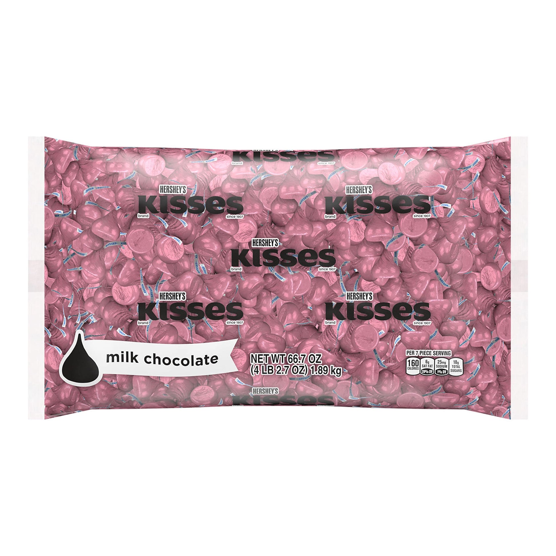 HERSHEYS KISSES Milk Chocolate Candy Bulk Bag, 66.7 oz, Pink Kisses, 4.1 lb