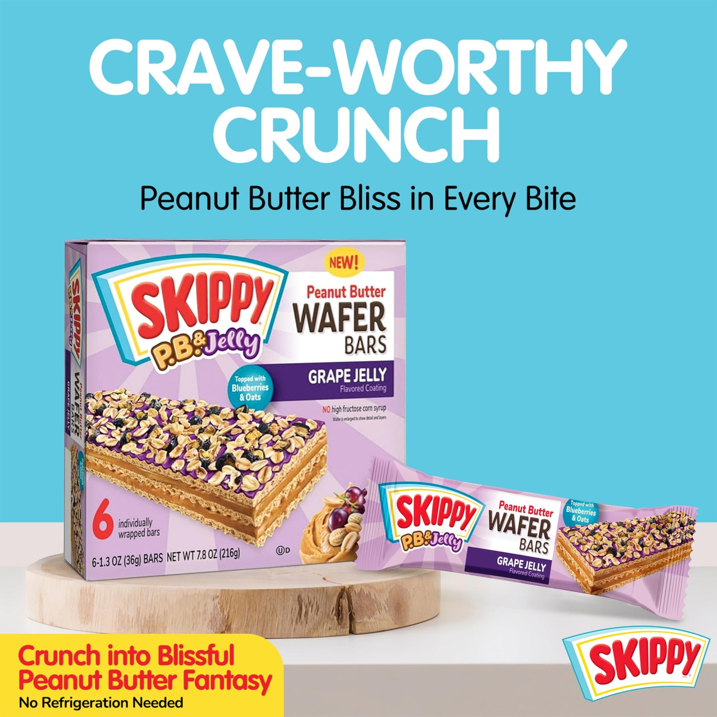 Skippy P.B. & Jelly Peanut Butter And Grape Jelly Coated Wafer Bars 6 Ct (Pack Of 6-36Ct) (36 Ct)