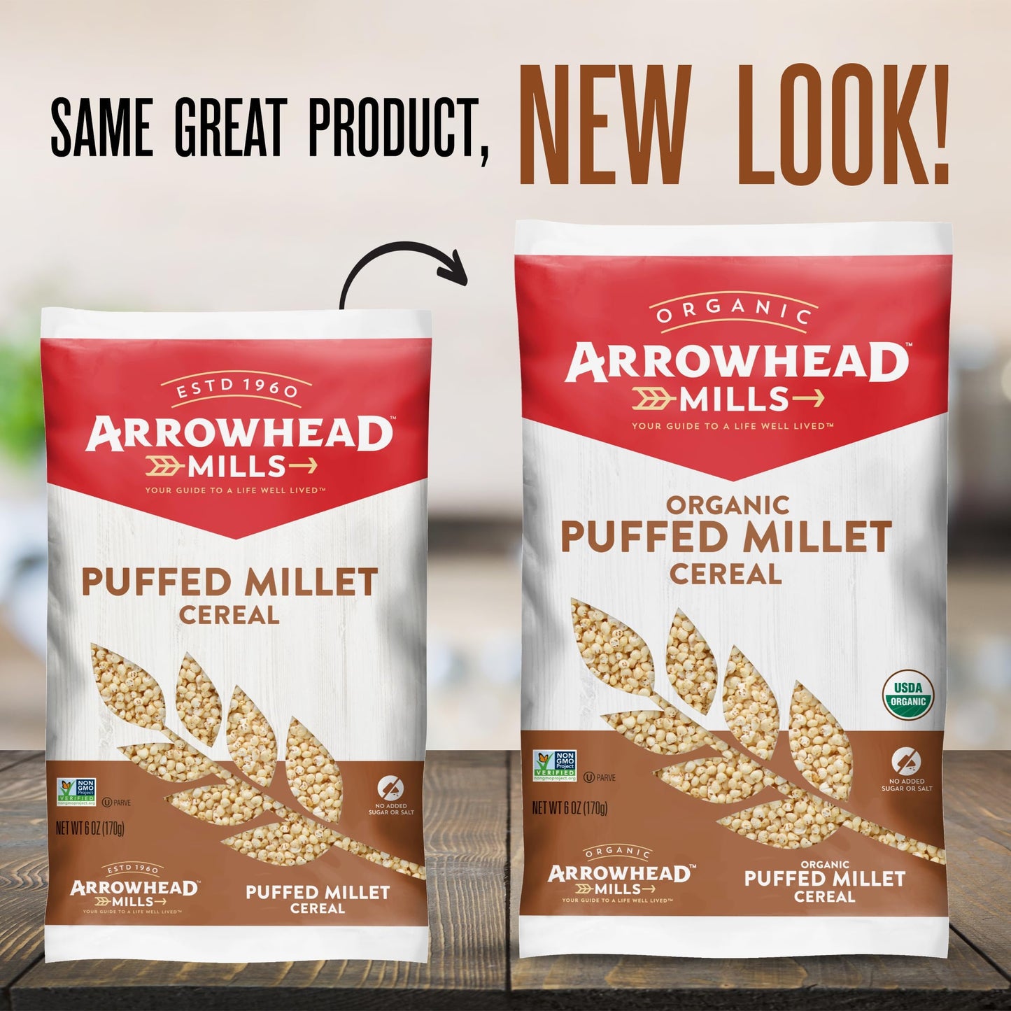 Arrowhead Mills Puffed Millet Cereal, 6 oz Bag, Pack of 12, Gluten-Free