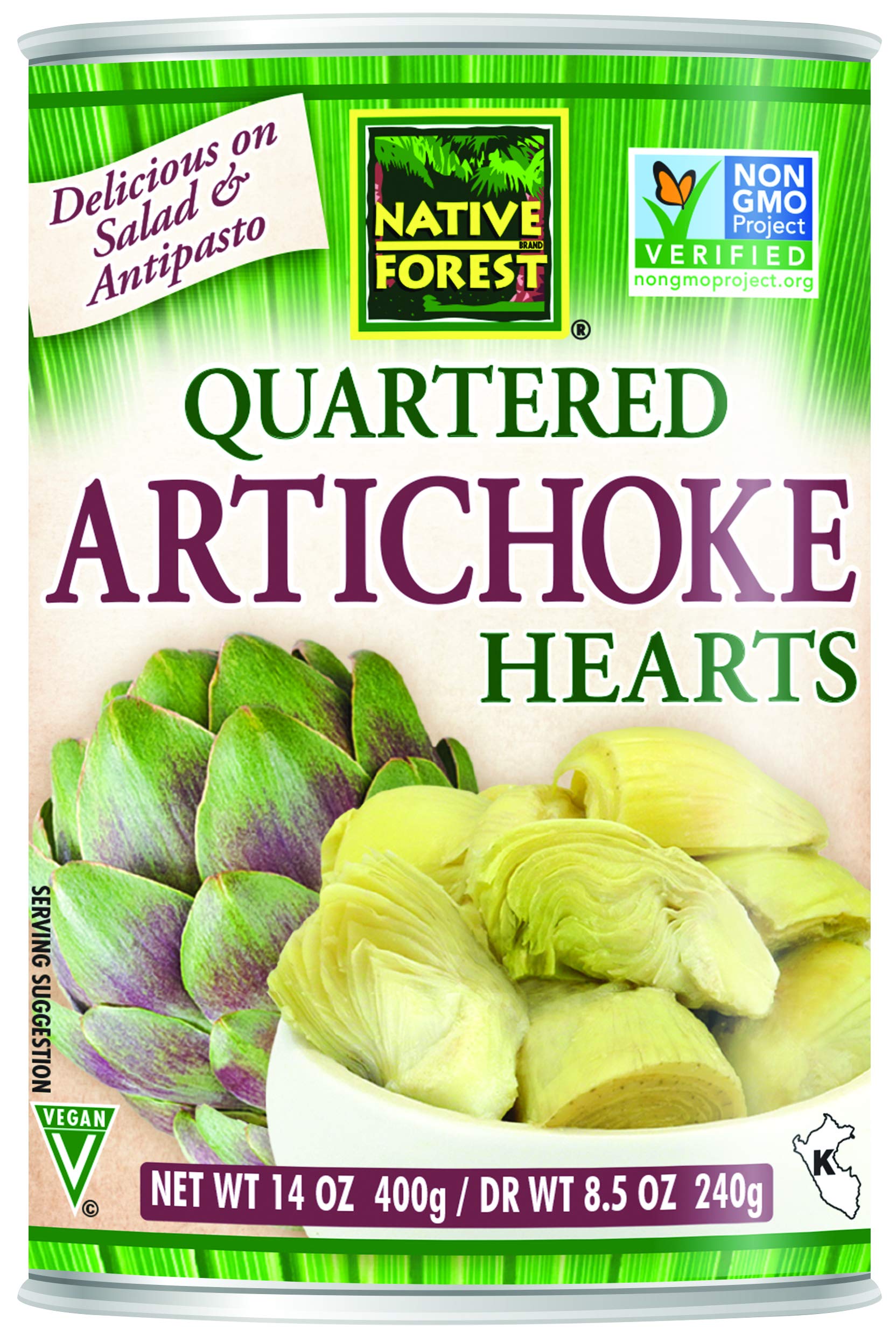 Native Forest Artichoke Hearts in Water, Non-GMO, Vegan, 14 Ounce (Pack of 6), Model 043182008914