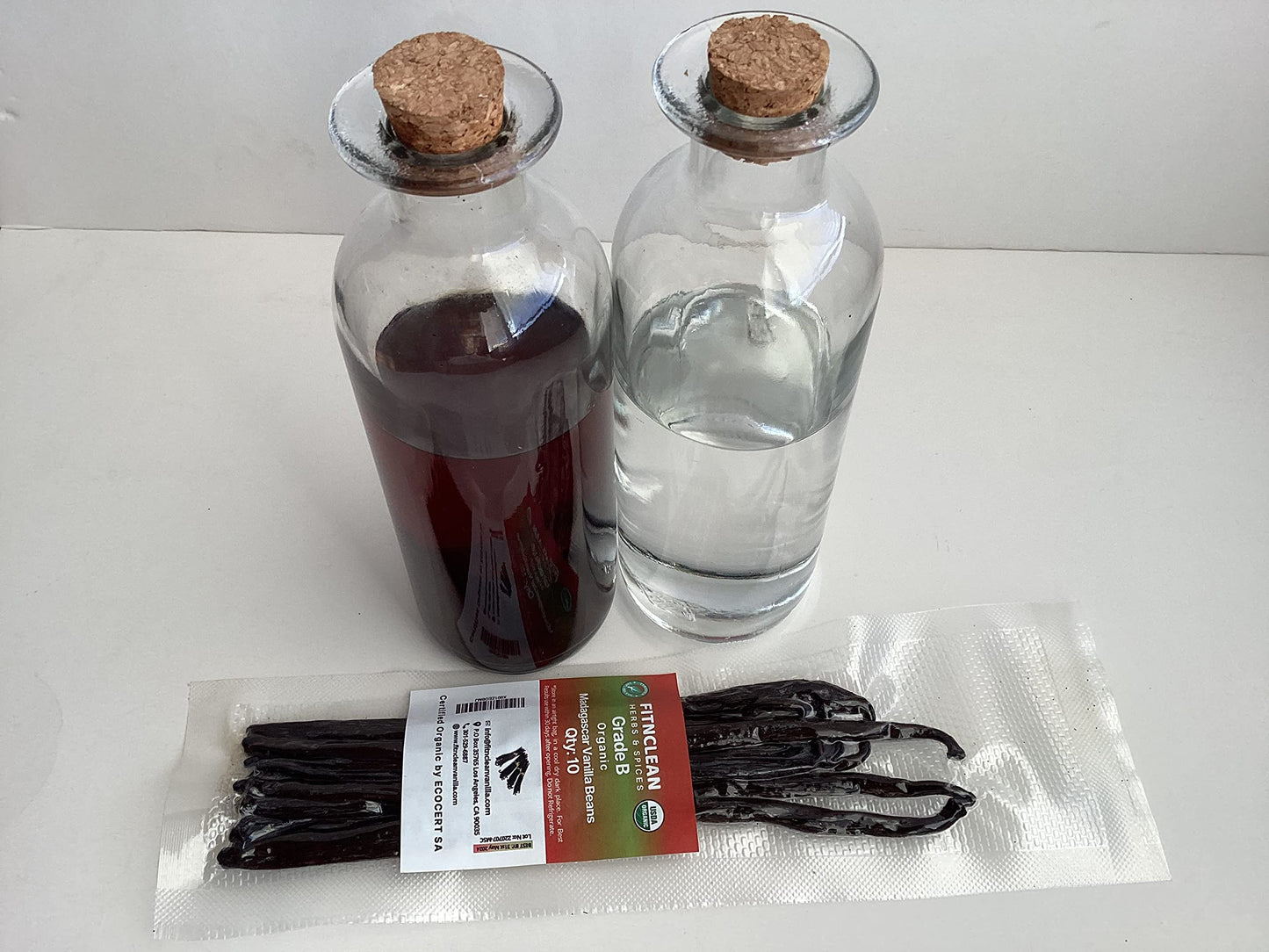 FITNCLEAN VANILLA Organic Madagascar Vanilla Beans Grade B, 10 Count, 5.5-7 Non-GMO spirit-inspired flavor Pods for Extract and Cooking