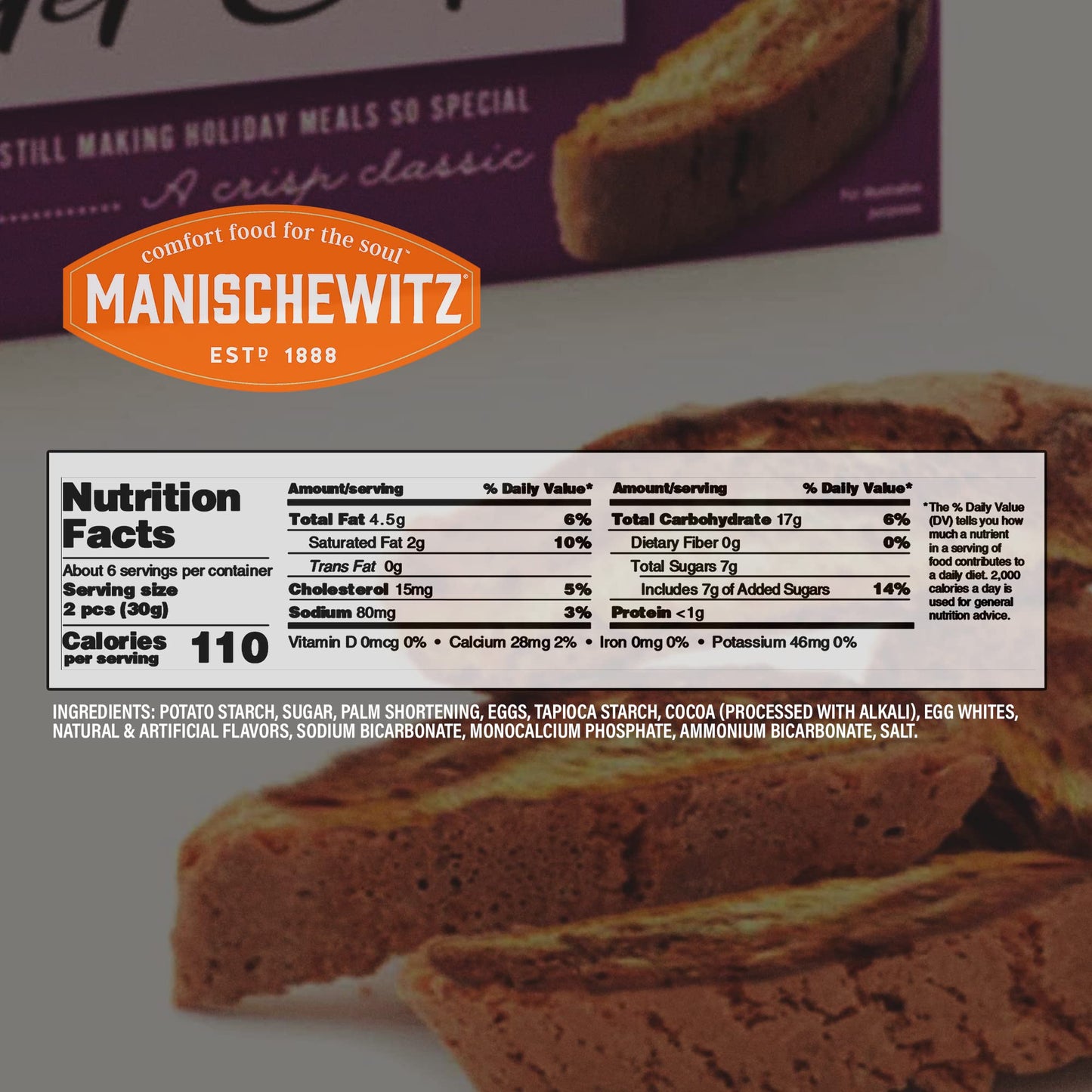 Manischewitz Marble Mandel Cuts 6Oz (2 Pack) | Dairy Free, Gluten Free & Grain Free Biscotti, Kosher For Passover