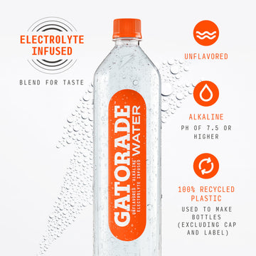 Gatorade Water, Unflavored, 20 Fl Oz (Pack Of 12)