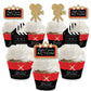 Big Dot of Happiness Cupcake Decorations Kit - Movie Night - Set of 24 - Red, Black, Gold, White - Small - Model BD5651tpk
