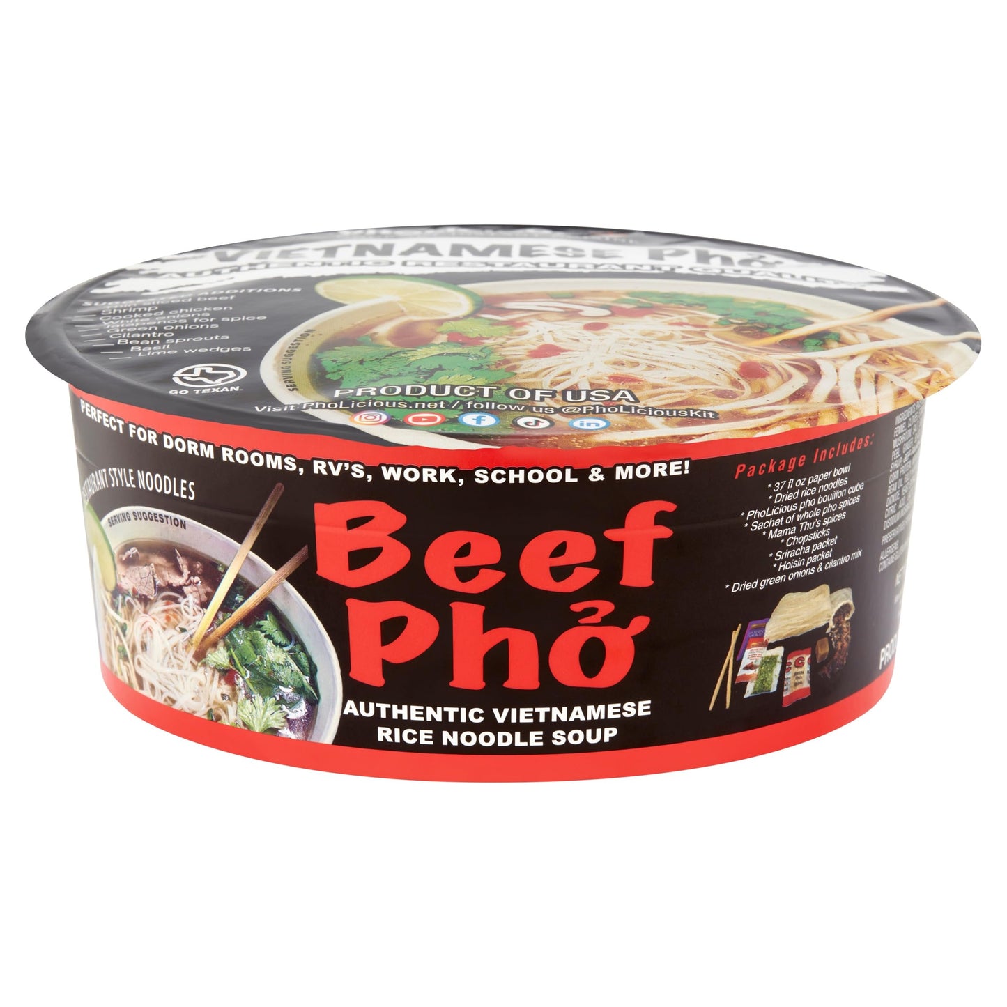 Instant Beef Pho Pack of 4  Authentic Vietnamese Soup  Pholicious Brand - New