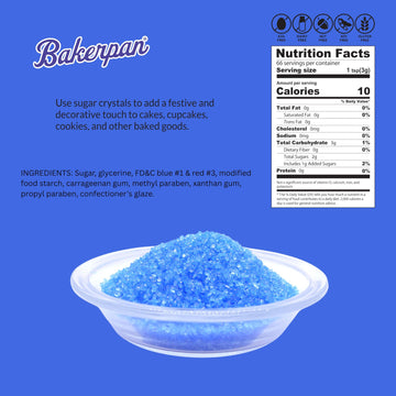 Bakerpan Sugar Sprinkles For Baking - 7 Ounce Royal Blue Decorating Sugar Crystals For Cookies, Cake Pops, Ice Cream (Made In Us