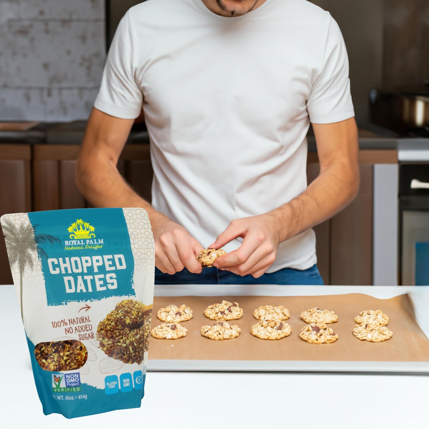 Royal Palm Chopped Dates | 16oz - 100% Natural & Pitted  Non-GMO  Kosher  No Added Sugar  Dried Fruit - Ideal for Baking  Cooking  & Snacking