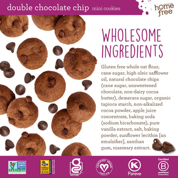 Homefree Mini Double Chocolate Chip Cookie Box, Gluten Free, Nut Free, Vegan, School Safe And Allergy Friendly Snack, 1 Lb Bag (Pack Of 3)