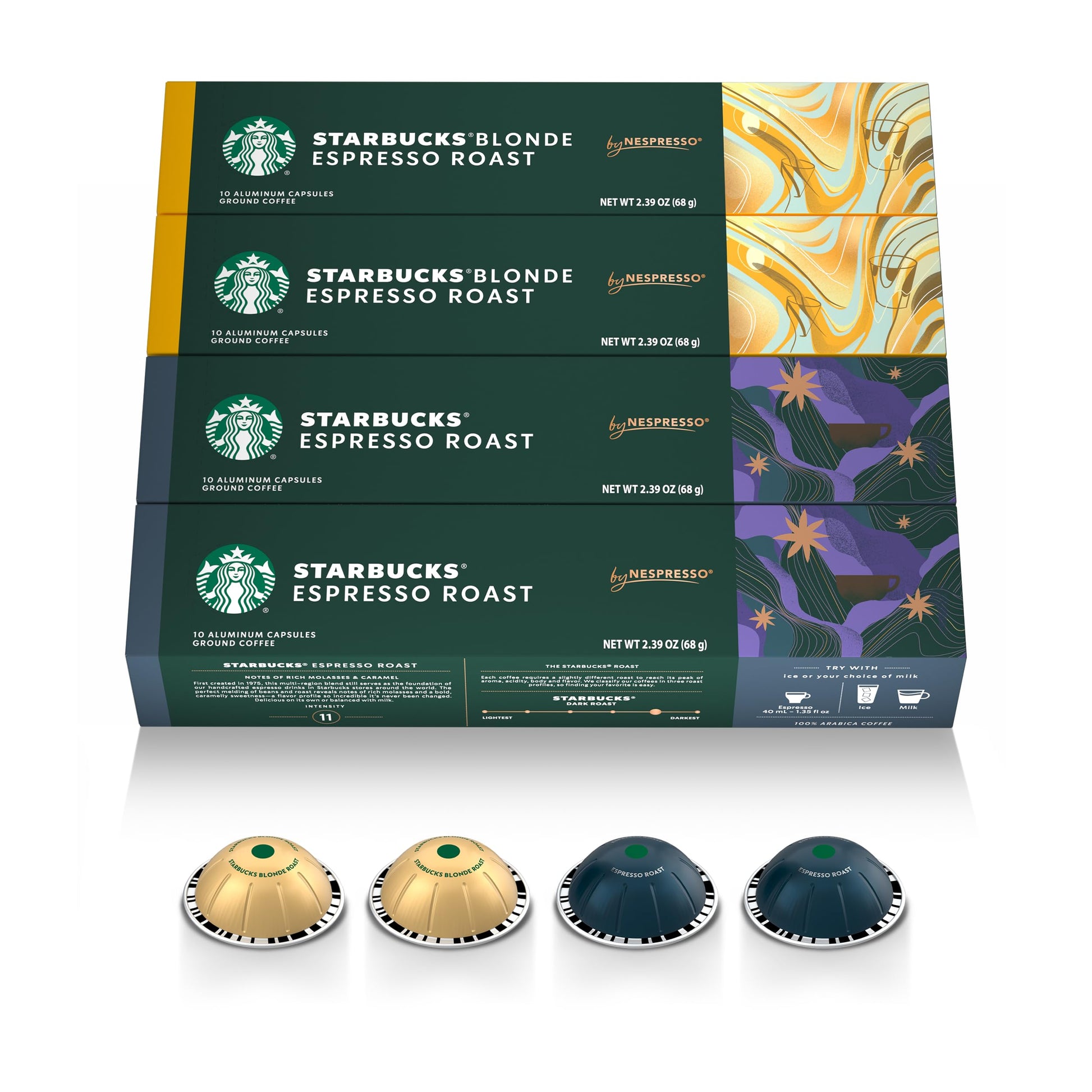 Starbucks By Nespresso Vertuo  Espresso Variety Pack  40-Count Espresso Pods  Brews 1.35 Oz.