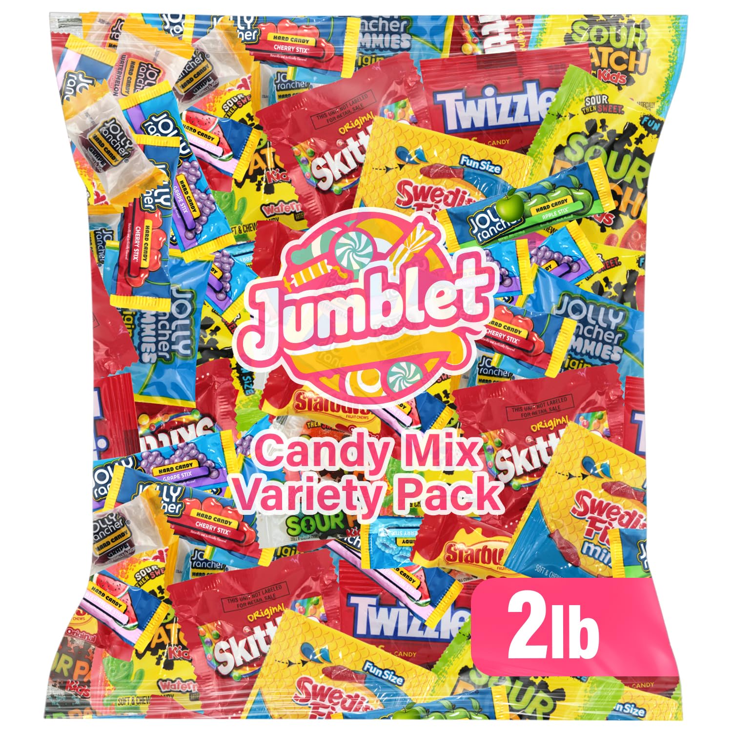Bulk Candy Mix Variety Pack - 2lb Pack of Individually Wrapped Assorted Sweets for Party Favors  Candy Buffets  Goodie Bags  Gifting  and Office 