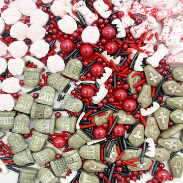 Halloween Sprinkles Red Black Sprinkles Eye Dog Bones Sprinkles Cake Cupcake Toppers Cookie Dessert Sprinkles Decorations 3.2Oz