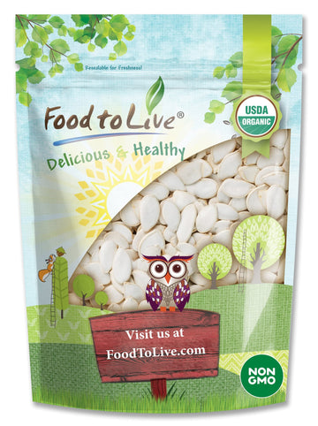 Food to Live Organic Raw Pumpkin Seeds in Shell, 8 Ounces - Non-GMO, Dried, Unsalted, Unroasted, Vegan, Bulk. Good Source of Pro