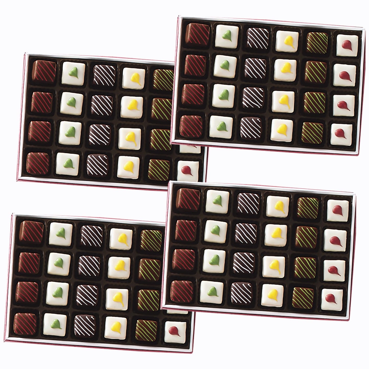 4 Holiday Gift Boxes - The Swiss Colony Christmas Petits Fours - Assorted Chocolate and Swiss Creme Gourmet Mini Layer Cakes Hol