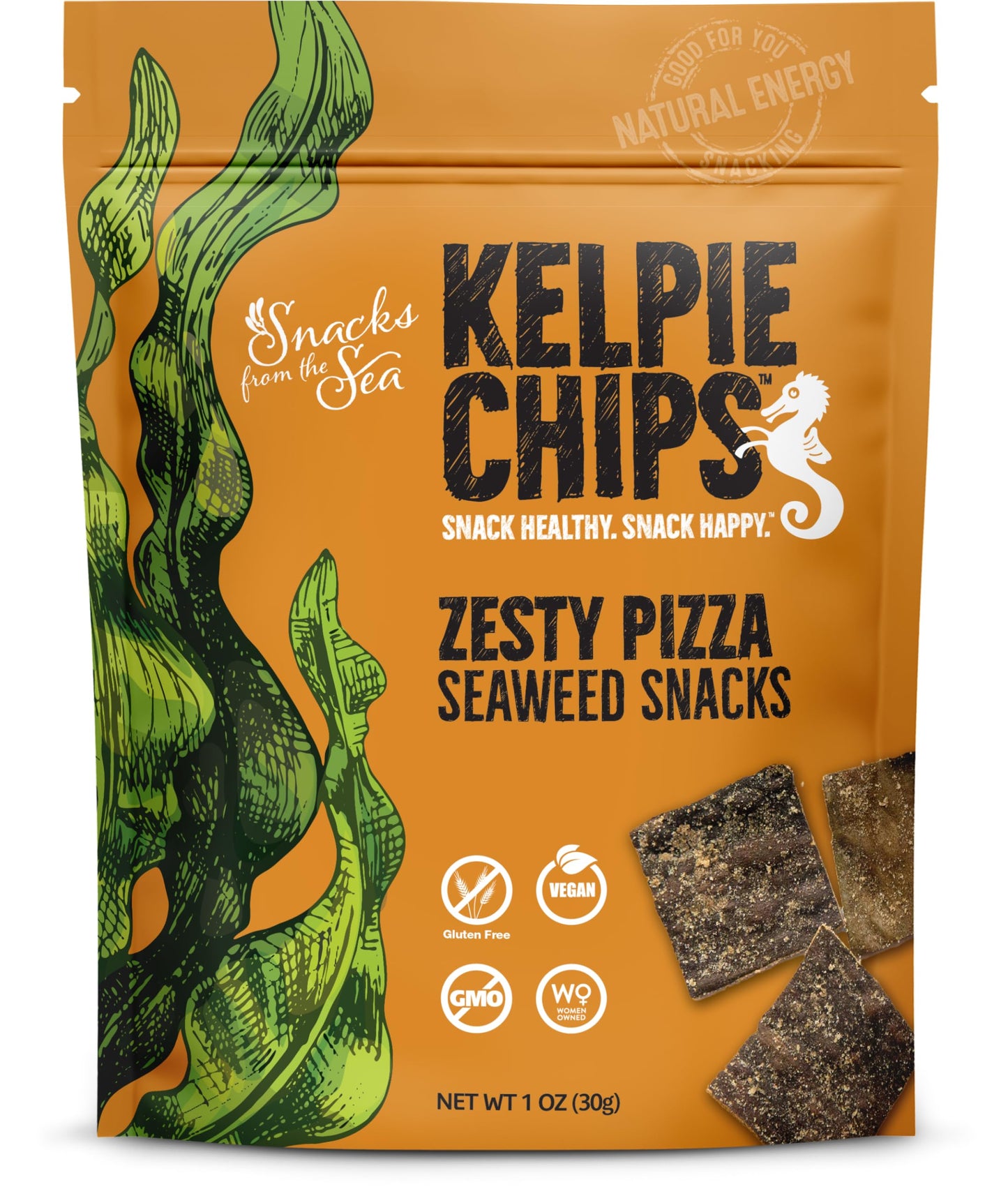 SNACKS FROM THE SEA Zesty Pizza Kelp Chips Healthy Snack 3oz (Pack of 3)