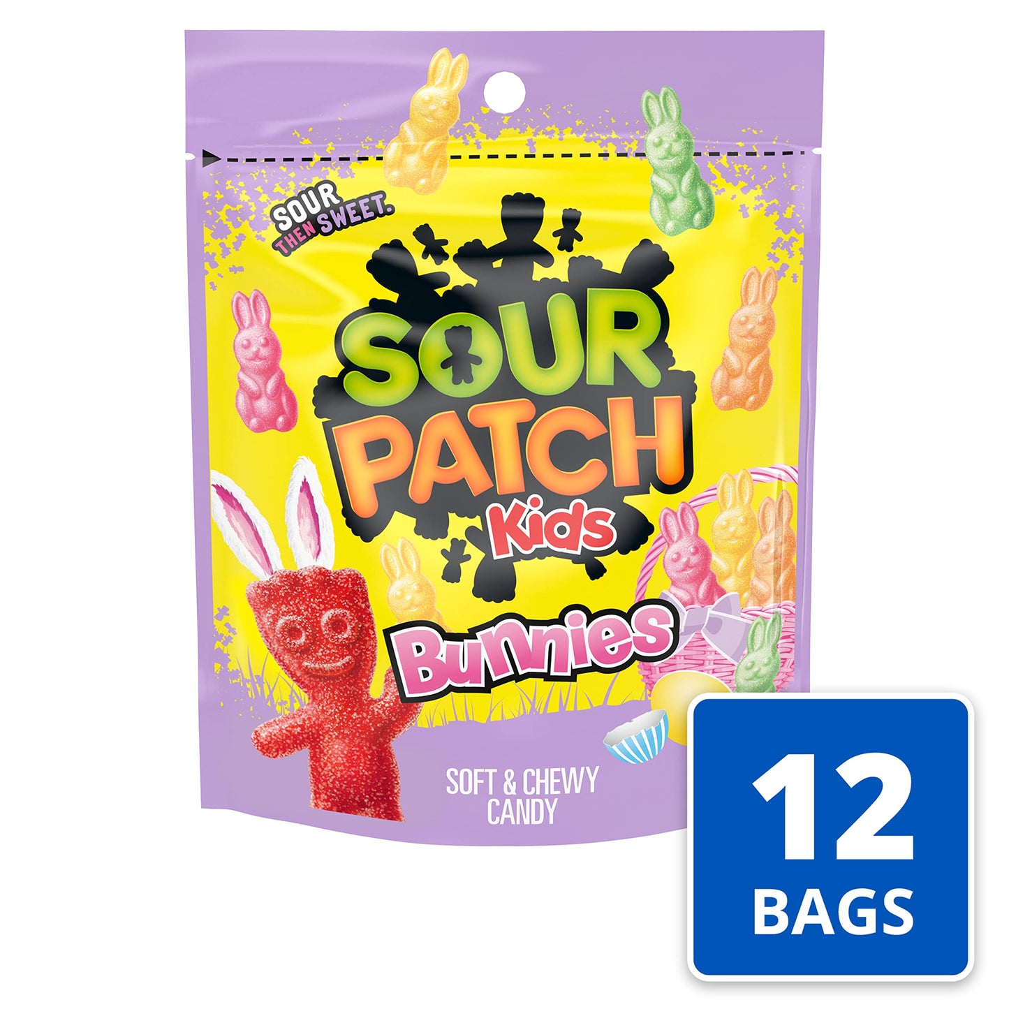 Sour Patch Kids Bunnies Soft & Chewy Easter Candy, Bulk Candy, 12 - 10 Oz Bags