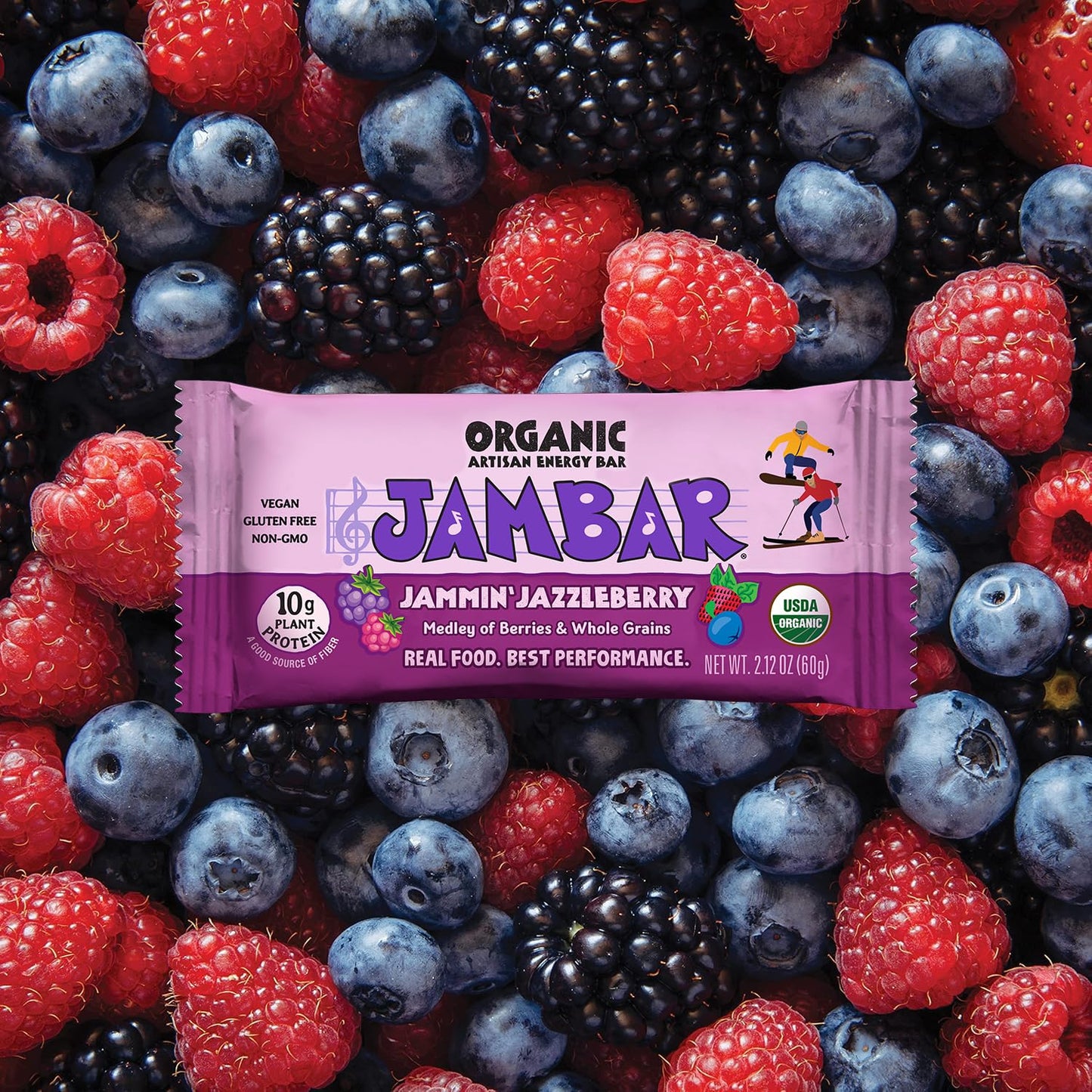 JAMBAR Organic Artisan Energy Bar - Jammin Jazzleberry - 2.12 oz - 12 Pack