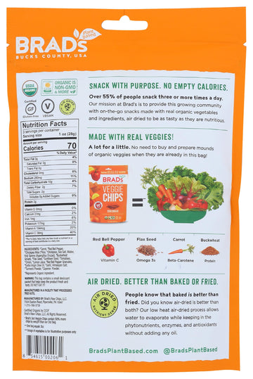 3Oz Cheddar Flavor - Famous Brads Raw Chips - Vegan, Gluten Free, Natural, Healthy Snack