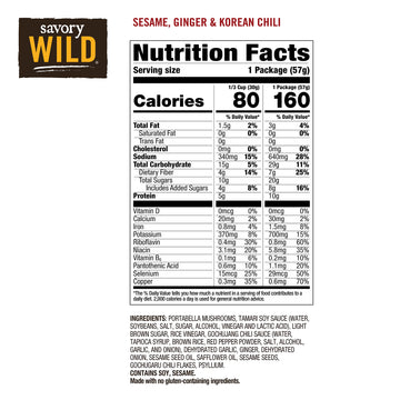 Savory Wild Portabella Mushroom Jerky - Sesame Ginger & Korean Chili (3 Pack)