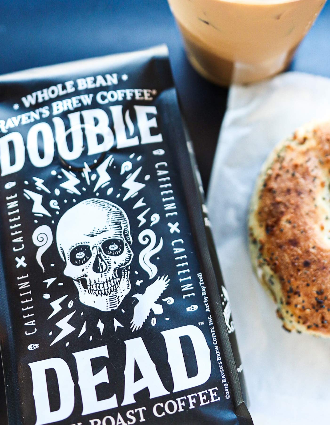Ravens Brew Coffee Double Dead Dark Roast Whole Bean, High Caffeine, 32 oz (2 lb)