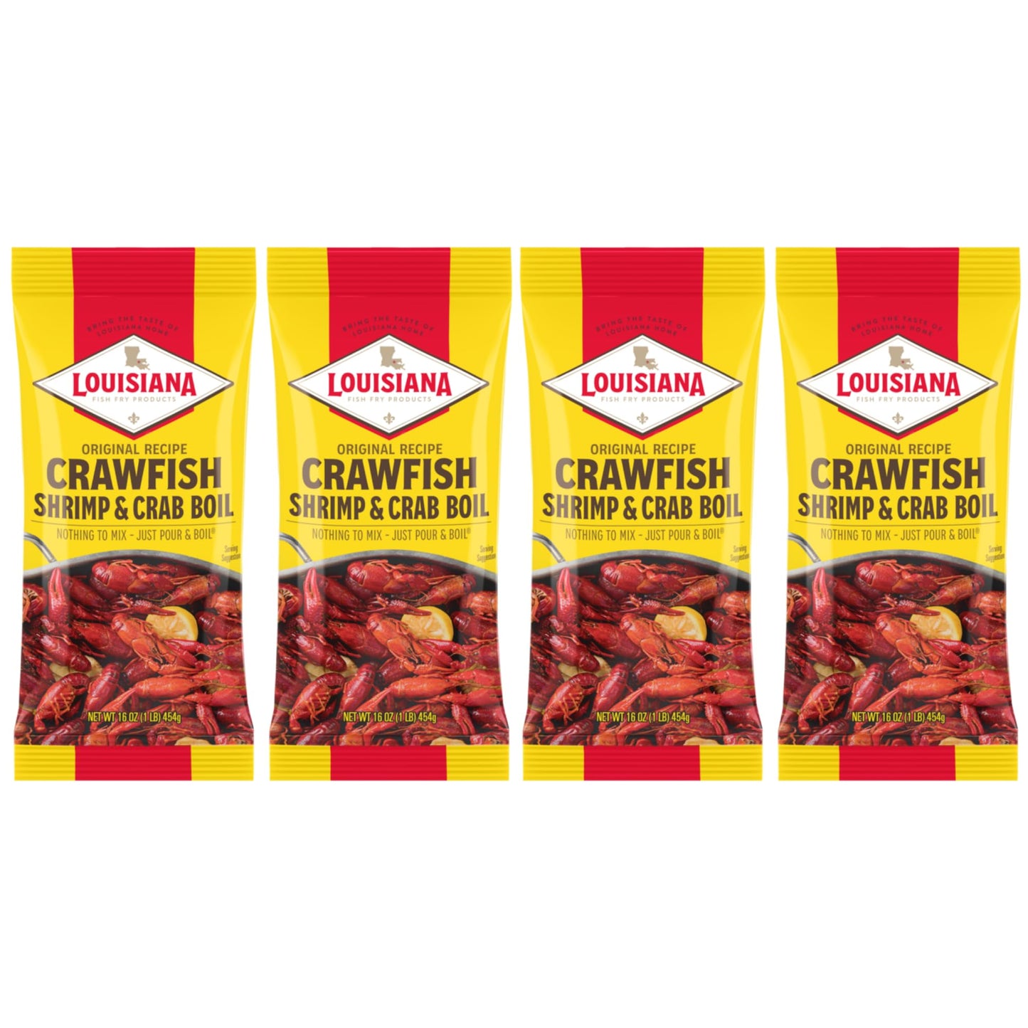 Louisiana Fish Fry Products Crawfish, Shrimp & Crab Boil Seasoning - Spicy & Delicious Seafood Powder Complete Seasoning - Low Salt Cajun Seasoning 16 Oz (Pack Of 4)