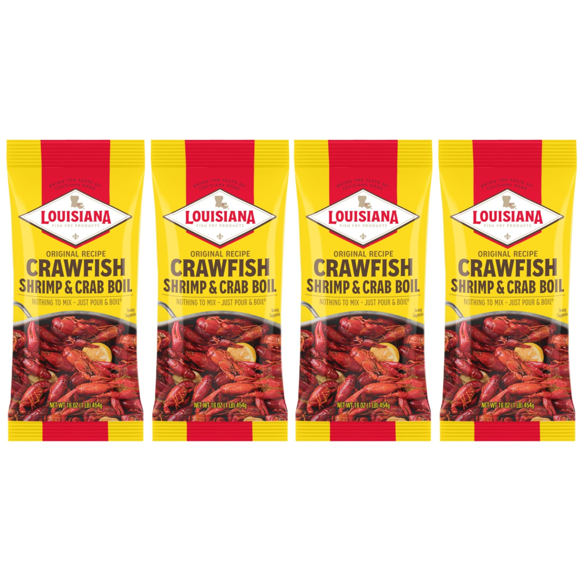 Louisiana Fish Fry Products Crawfish, Shrimp & Crab Boil Seasoning - Spicy & Delicious Seafood Powder Complete Seasoning - Low Salt Cajun Seasoning 16 Oz (Pack Of 4)