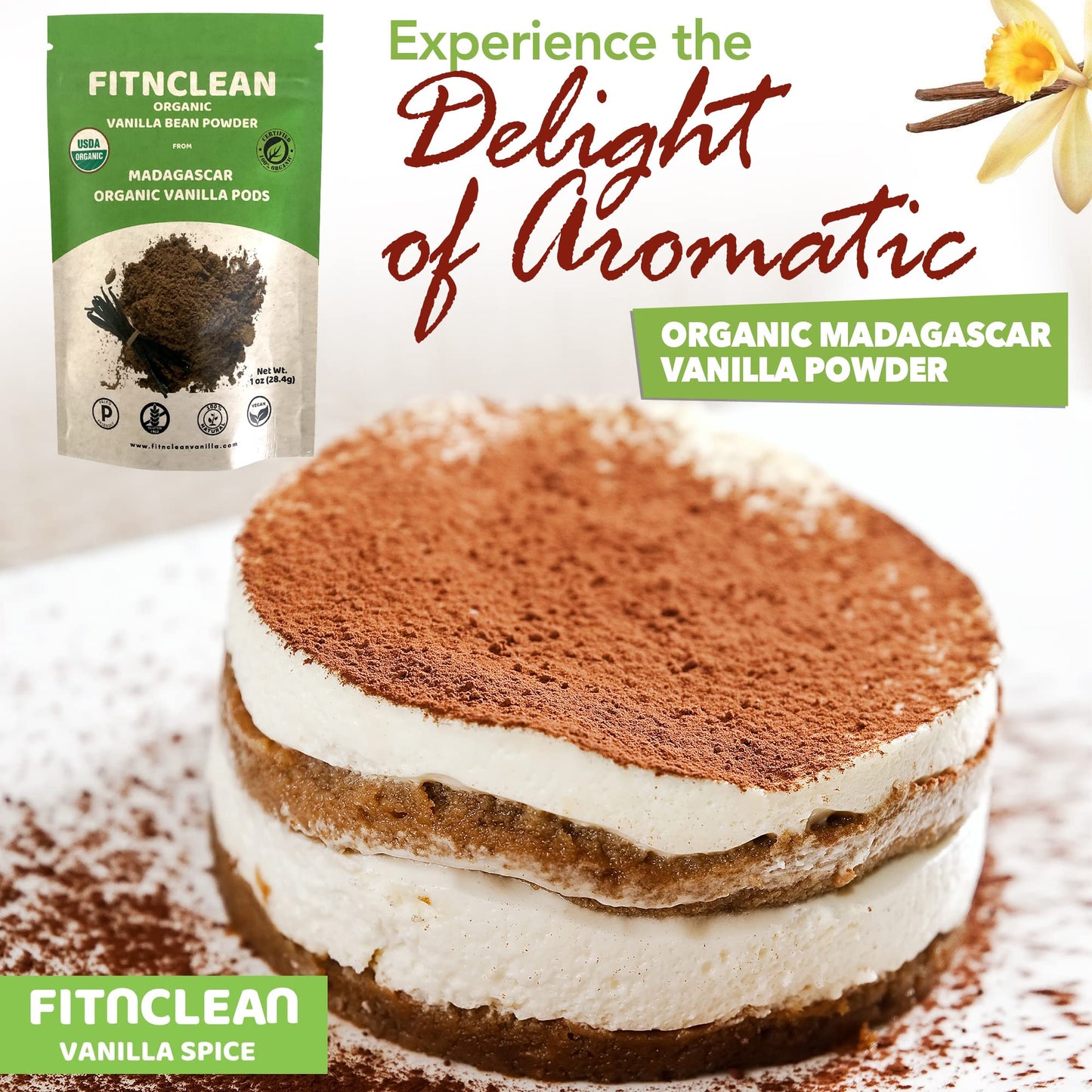1Oz Organic Madagascar Vanilla Bean Powder. Certified Usda Organic. Ground Whole Gourmet Pods By Fitnclean Vanilla| Raw Natural Pure Unsweetened No Additives Non-Gmo
