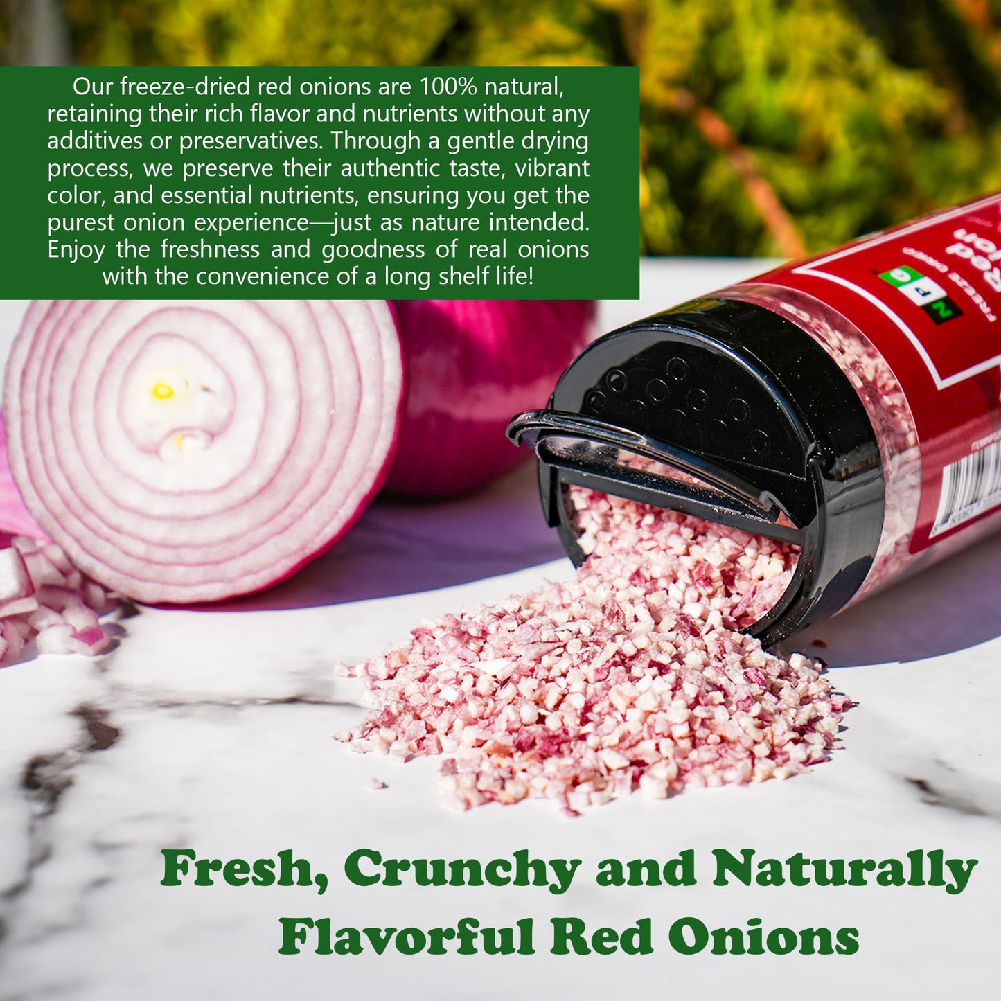 Npg Freeze-Dried Red Onion 2 Oz, Chopped & Diced Dehydrated Onion, Non-Gmo, No Additives, Sweet & Crunchy, Ready To Use For Cook