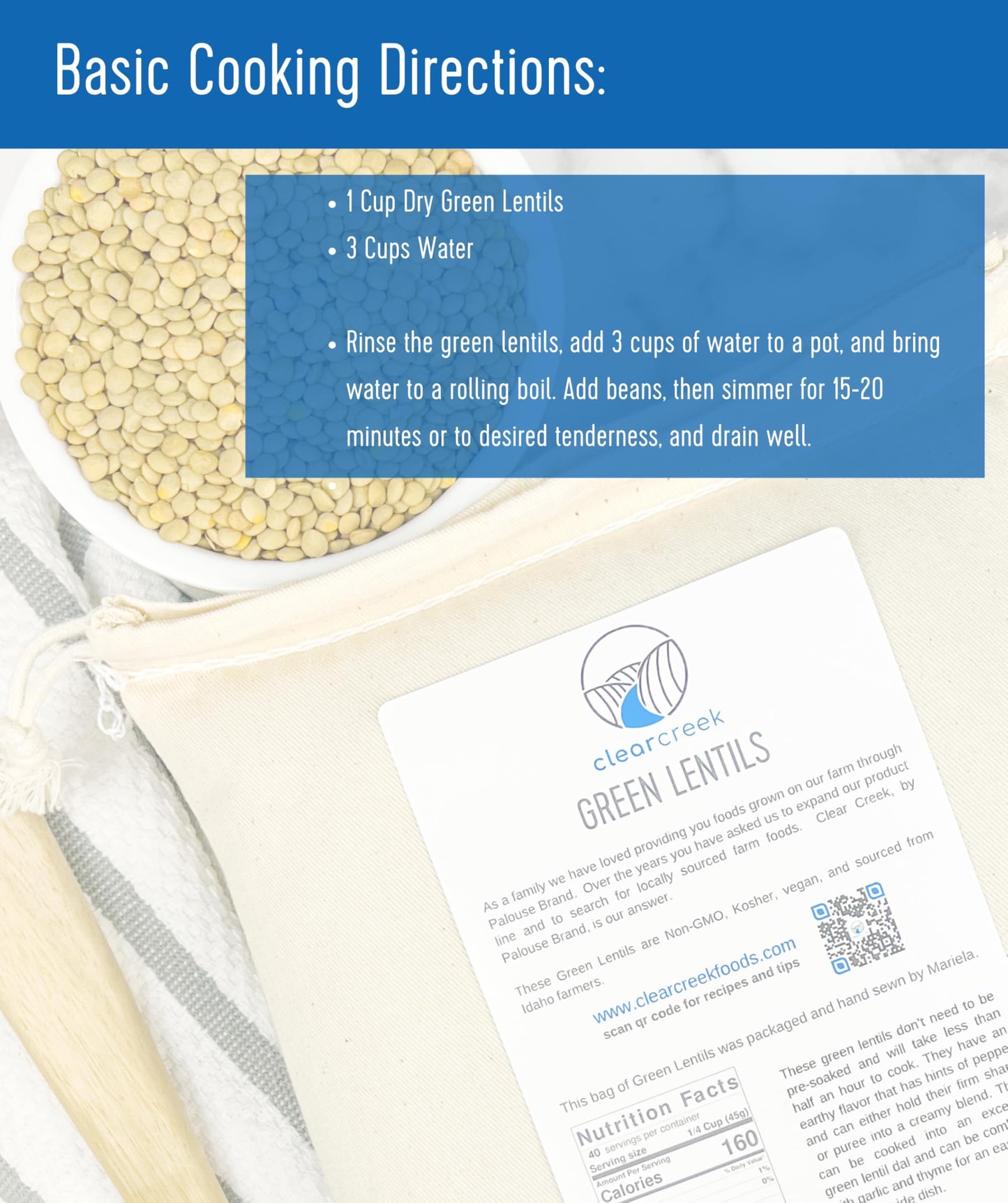 Green Lentils | 1 Lb | Non-Gmo | Vegan | Non-Irradiated (Will Sprout) | Kosher | Vegan | Grown Pacific Northwest