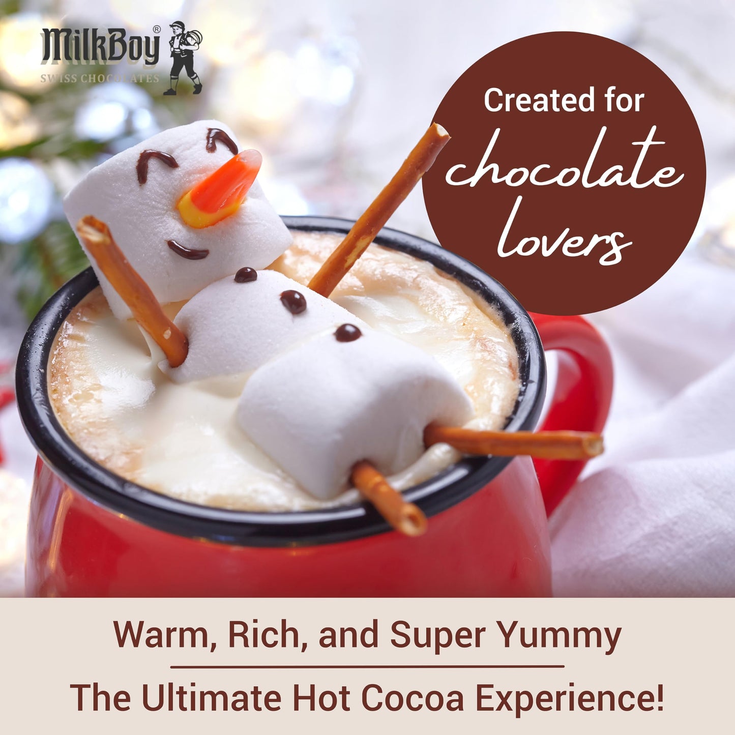 Milkboy Swiss Chocolates Hot Chocolate Mix - Vegan, Gluten Free, Kosher, 12 OZ Canister, Hot Swiss Chocolate Mix