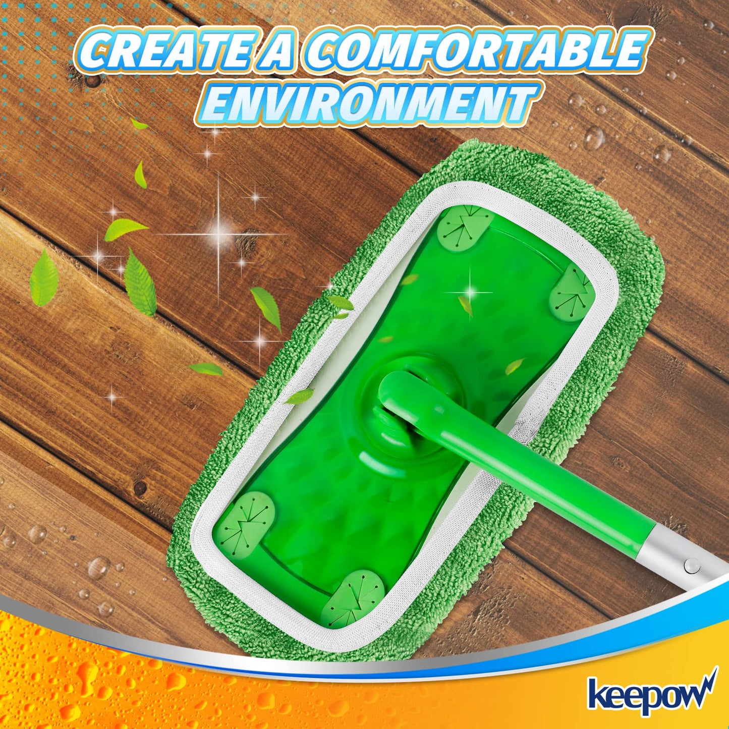 Keepow Reusable Wet Pads Refills Compatible With Swiffer Sweeper Mop, Dry Sweeping Cloths, Microfiber Wet Mopping Cloths For Har
