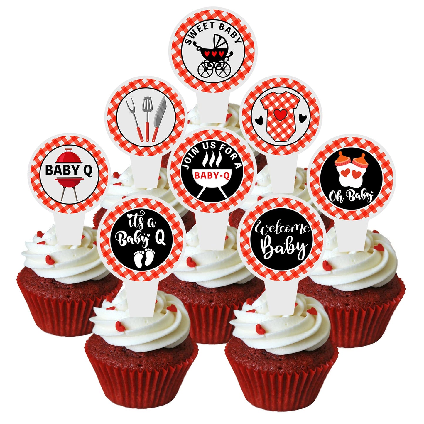 40 Pcs Baby Q Cupcake Topper Bbq Baby Shower Birthday Party Supplies Picnic Party Cake Topper For Summer Barbecue Picnic Baby Sh