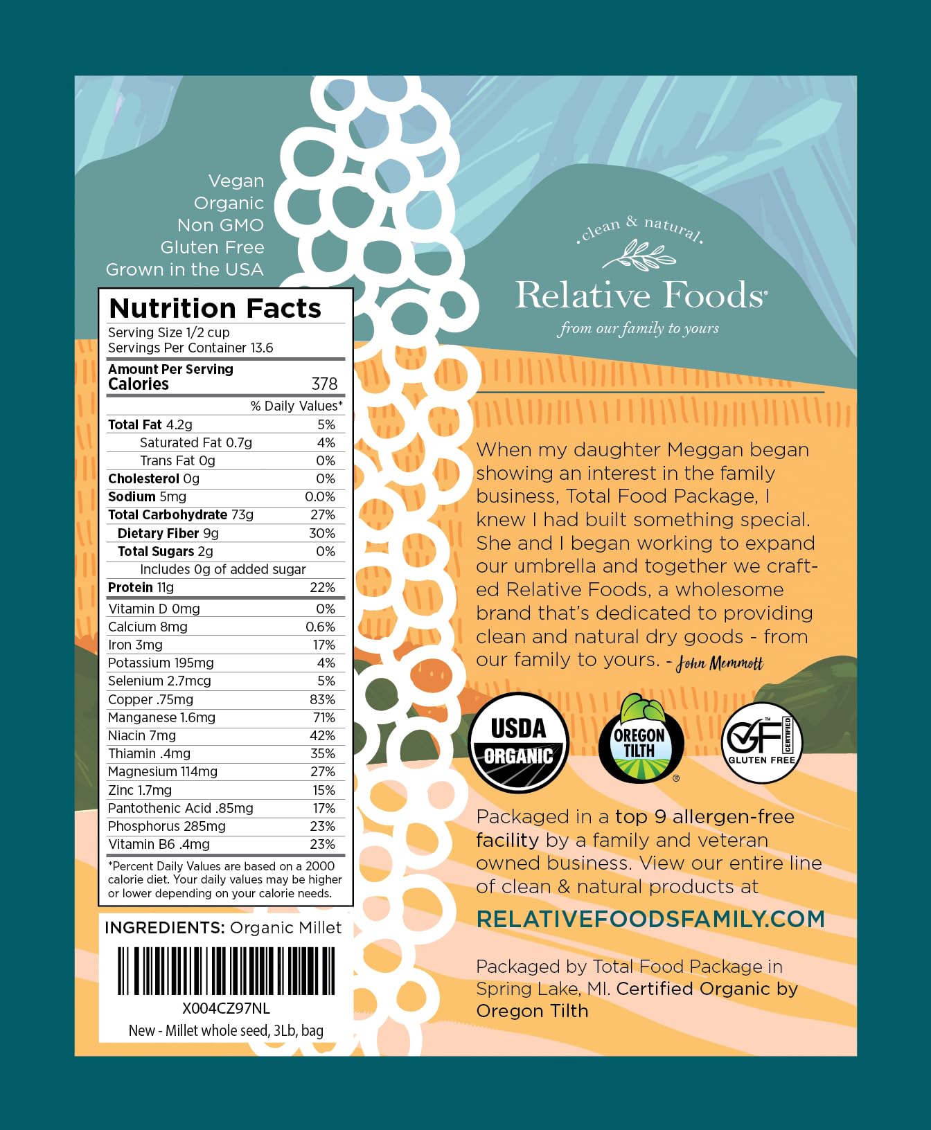 Whole Organic Hulled Millet Seed - 3Lb Millet Organic Whole Grain Seed- Gluten-Free Grain For Porridge, Salads, Fruits - Non-Gmo
