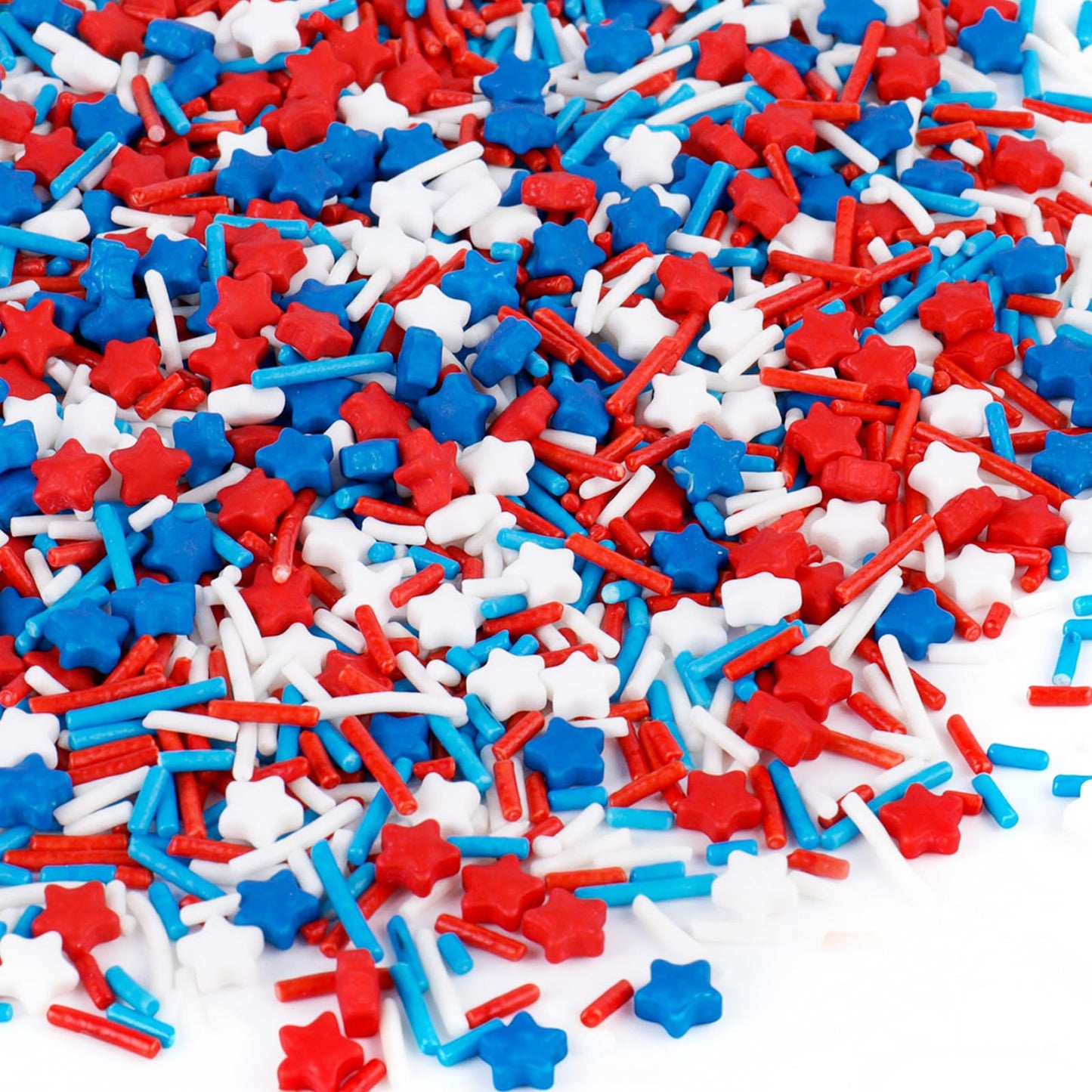 Red White and Blue Sprinkles Edible, Patriotic Sprinkles, 4 of July Sprinkles for Cake Decorating, Stars and Jimmies Mixed for C