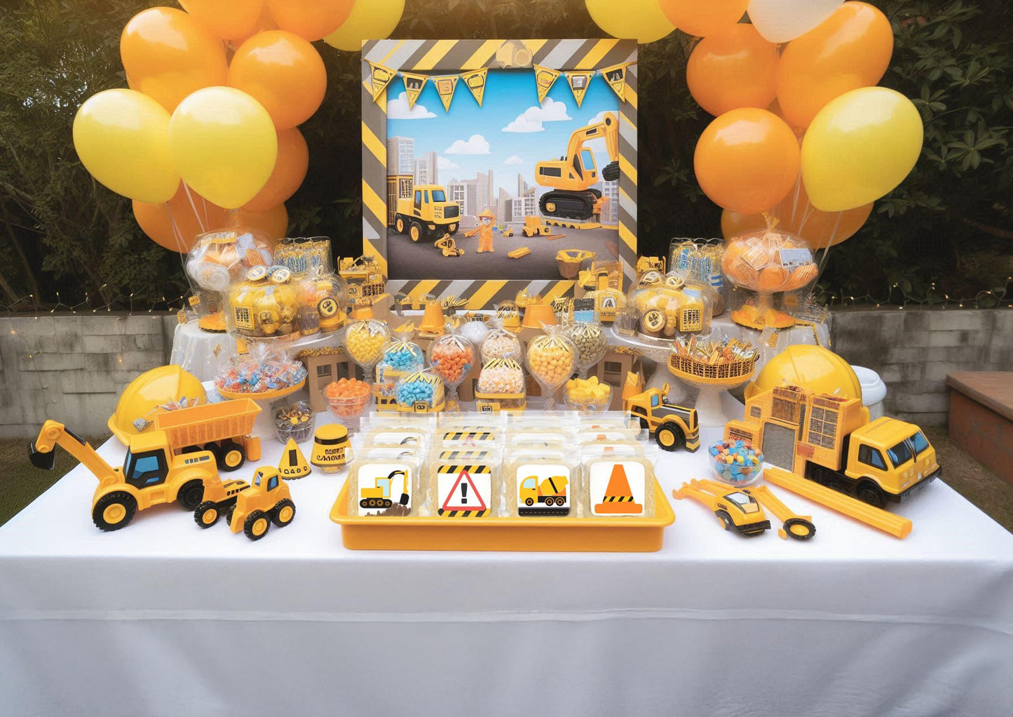 Construction Theme Cookies Individually Wrapped 24 Pack | Bulldozer Excavator Digging Vehicles | Birthday Baby Shower