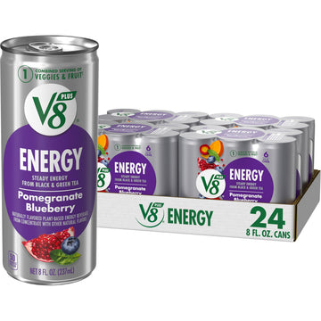 V8 Energy Drink Pomegranate Blueberry, 8 fl oz Can, Pack of 24