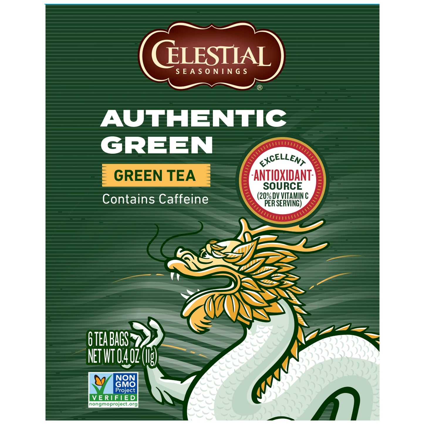 Celestial Seasonings Authentic Green Tea, 6 Count