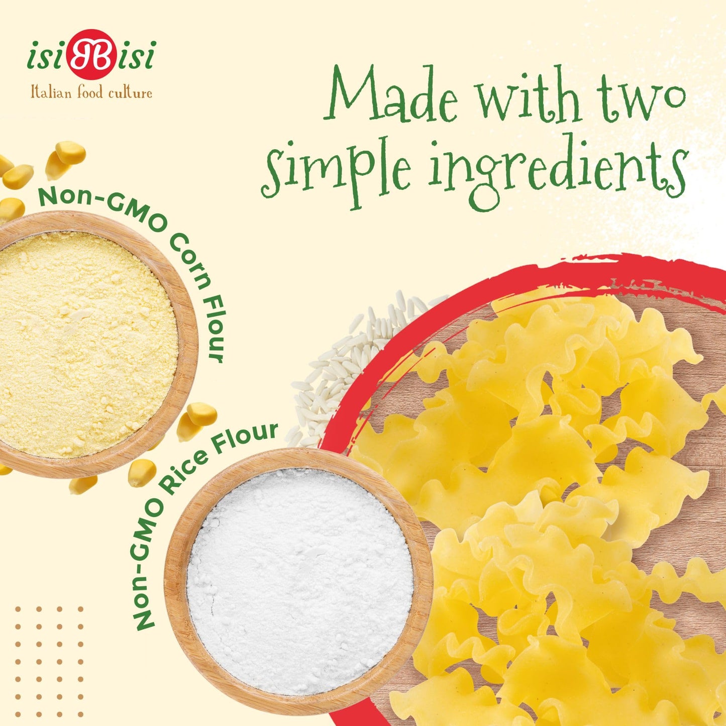 isiBisi Gluten-Free Baby Mafalda Pasta - Mini Lasagna Noodles Made With Corn and Rice Flour - Vegan, Non-GMO, Made in Italy (8 o