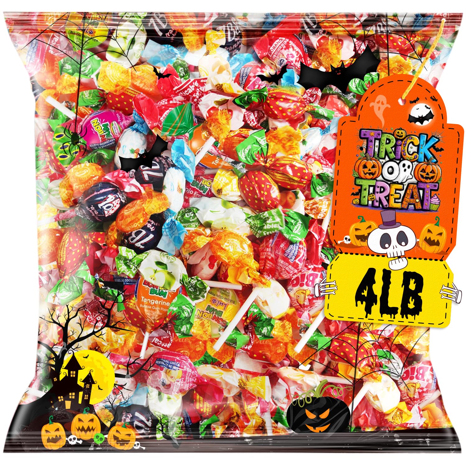 Halloween Assorted Candy Variety Pack - 4 LB Trick or Treat Ready Mix - Bulk Bag of Individually Wrapped  Naturally Flavored Sweets - Perfect for Piatas  Kids Parties & Birthday Games