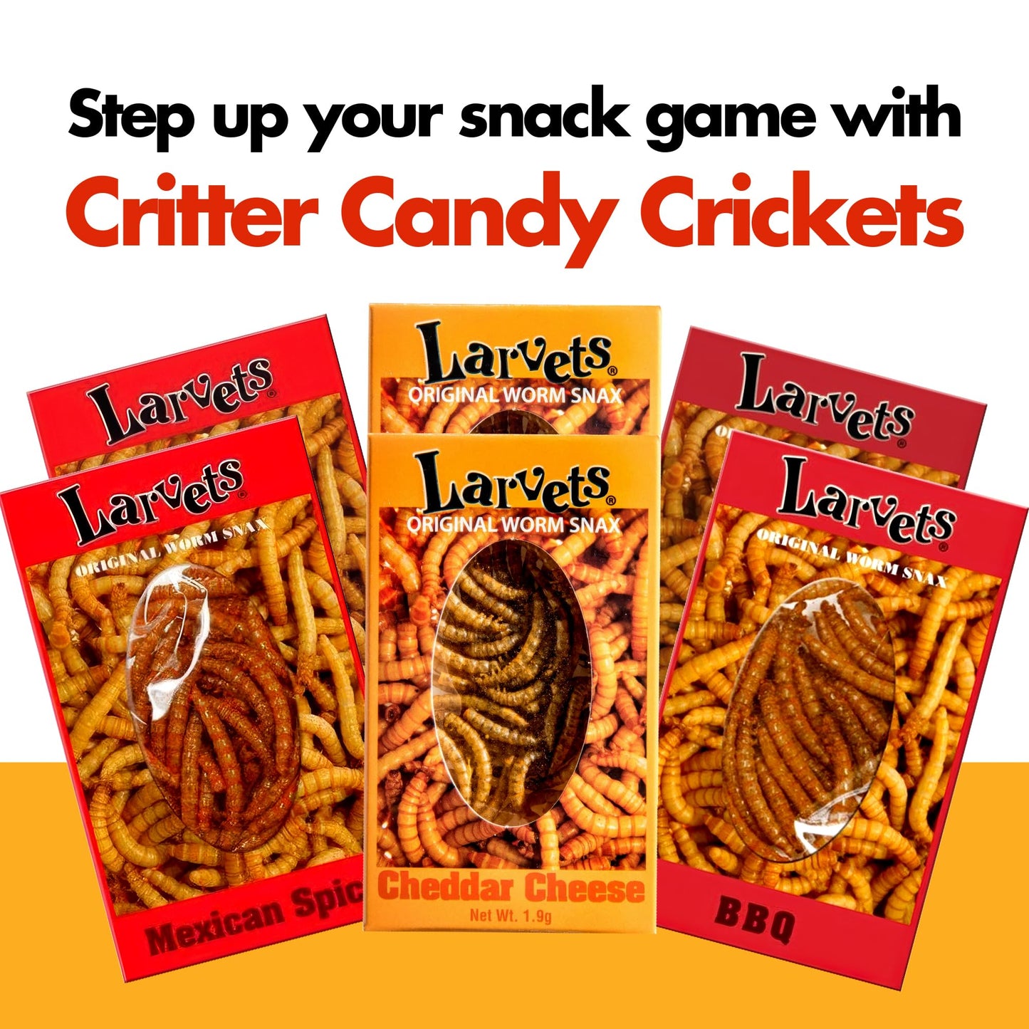 Hotlix Larvets Edible Bugs (6-Pack) | Real Flavored Edible Larvae In Mexican Cheese, Cheddar Cheese & Bbq | Exotic Snacks For Mature-Themeds | Snack Food Gifts For Any Occasions | Flavored Bugs To Eat