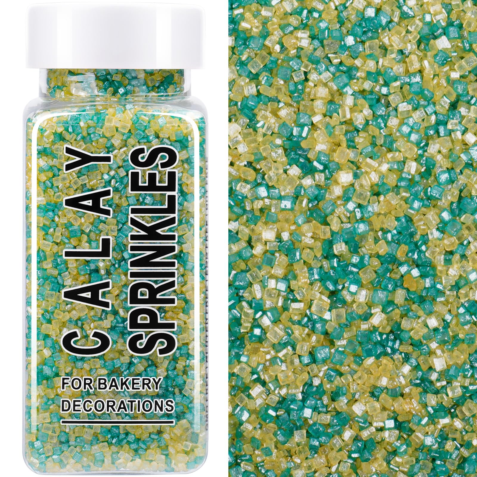 Green And Yellow Sanding Sugar Sprinkles  4.6 Oz Edible Sparkling Sugar Crystals For Baking Topping  Cupcakes  Cookies  Ice Cream & Cake Decorating  St Patricks Spring Party Christmas Supplies