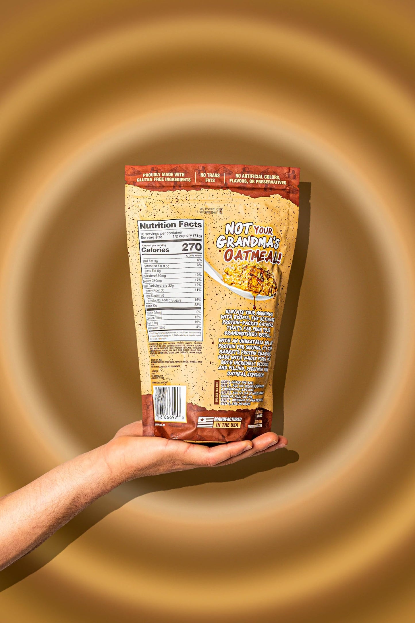 BrOats High Protein Oatmeal With 30g Of Protein Per Serving - Protein Packed Gluten Free Delicious Tasting High Protein Oats (Pack of 1  Maple Brown Sugar)